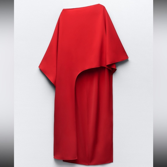 ZARA ASYMMETRIC CAPE BLOUSE - Picture 12 of 13